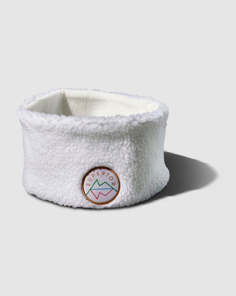 Zuperior hvitt teddyfleece pannebånd
