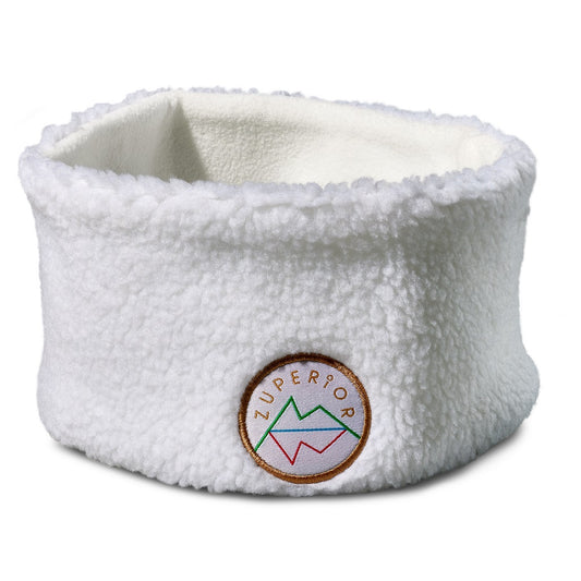 Zuperior hvitt teddyfleece pannebånd
